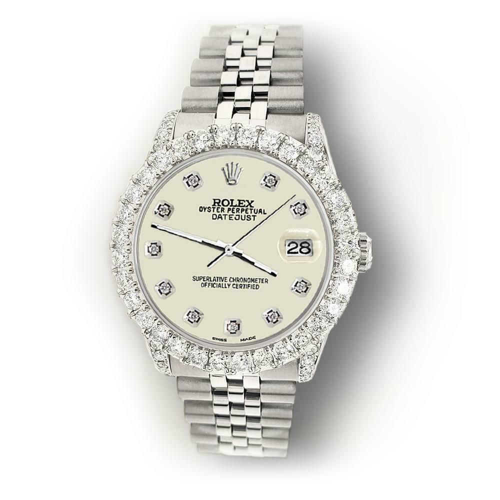 Rolex Datejust 31mm 2.95ct Diamond Bezel/Lugs/Linen White Dial Midsize Watch
