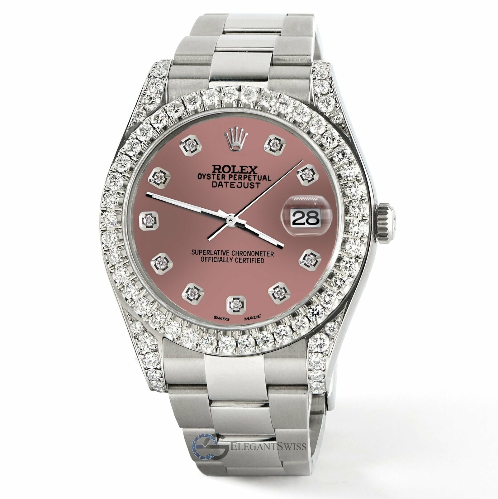 Rolex Datejust 41 126300 4.4CT Diamond Bezel/Lugs/Salmon Dial,