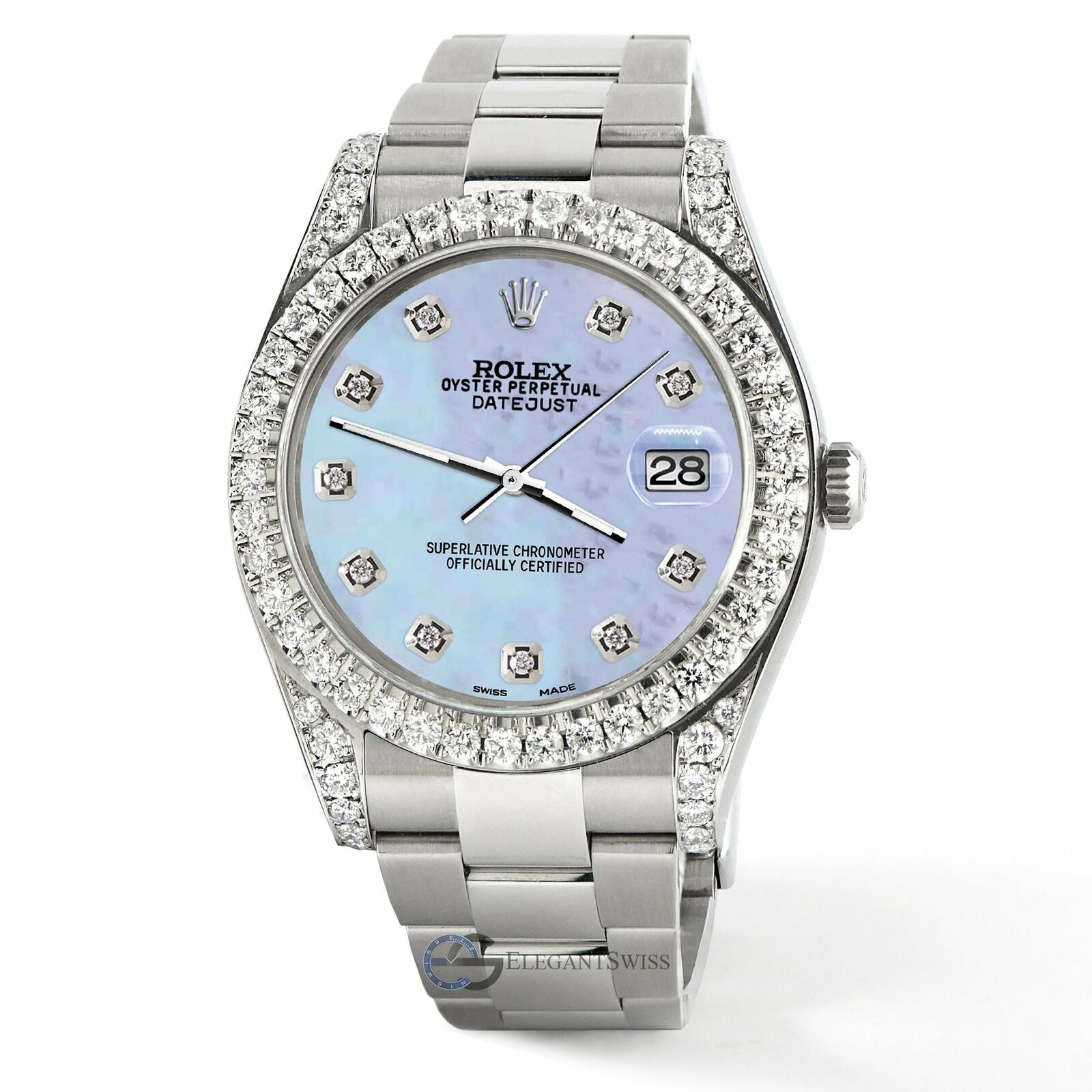 Rolex Datejust 41 126300 4.4CT Diamond Bezel/Lugs/Purple MOP Dial,
