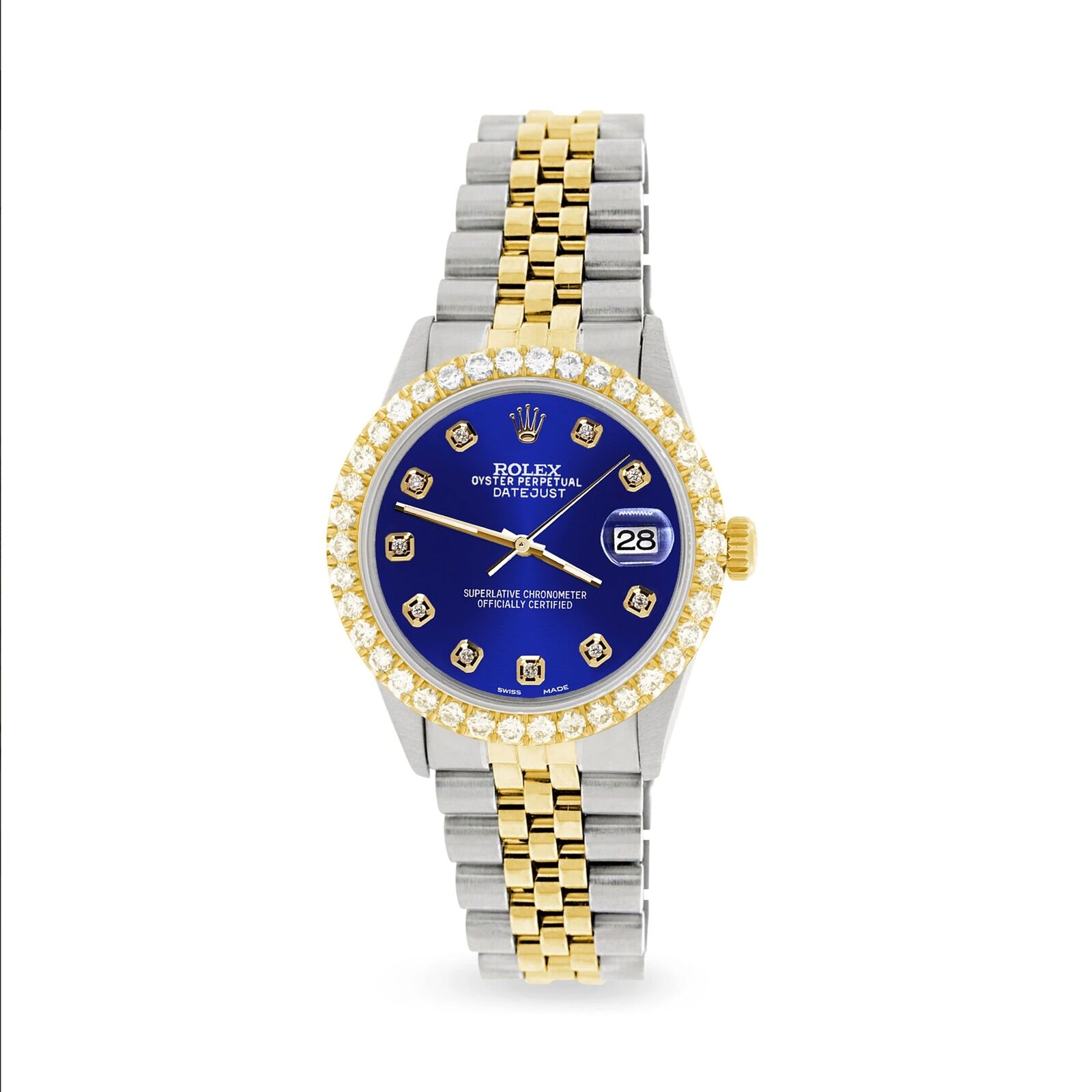 Rolex Datejust 2-Tone Watch Diamond Bezel/Navy Blue Diamond Dial