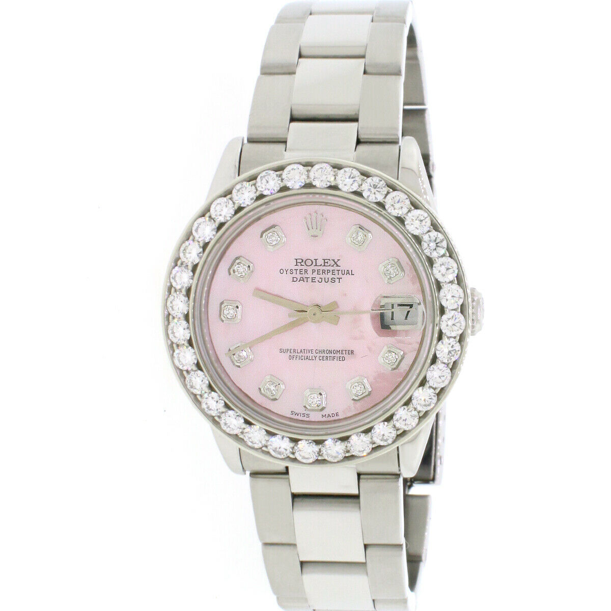 Rolex Datejust Midsize 31mm Stainless Steel Oyster Watch 2.25Ct Diamond Bezel