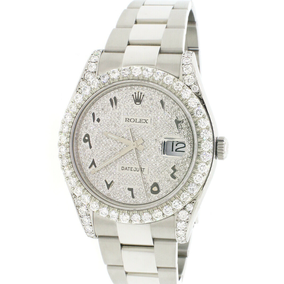 Rolex Datejust II 41mm Steel Mens w/5.57ct Diamond Bezel &amp; Pave Dial, Box Papers