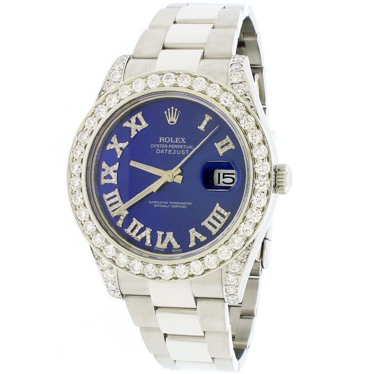 Rolex Datejust II 41mm Steel Oyster Watch 116300 w/5.1CT Diamond