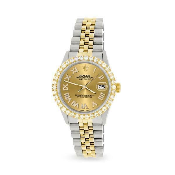 Rolex Datejust 36mm 2-Tone WATCH/3.10ct Diamond Bezel/Champagne Diamond Dial