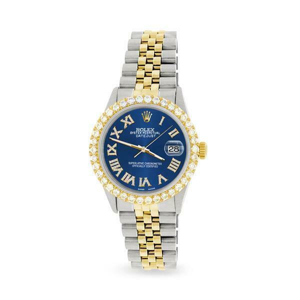 Rolex Datejust 36mm 2-Tone WATCH/3.10ct Diamond Bezel/Cobalt Blue Diamond Dial