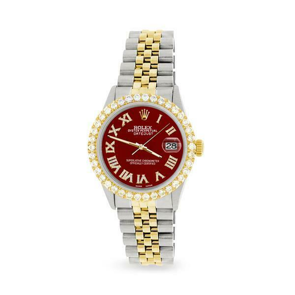 Rolex Datejust 36mm 2-Tone WATCH/3.10ct Diamond Bezel/Imperial Red Diamond Dial