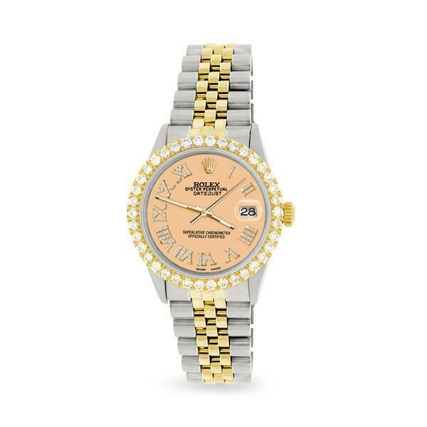 Rolex Datejust 36mm 2-Tone WATCH/3.10ct Diamond Bezel/Mustard Roman Dial