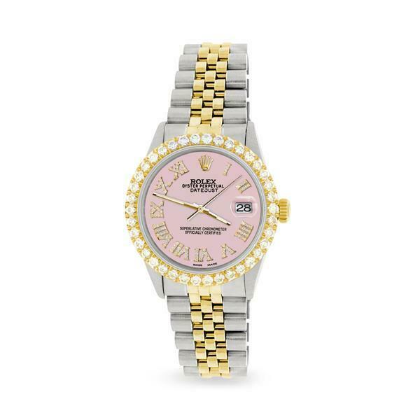 Rolex Datejust 36mm 2-Tone WATCH/3.10ct Diamond Bezel/Orchid Pink Roman Dial