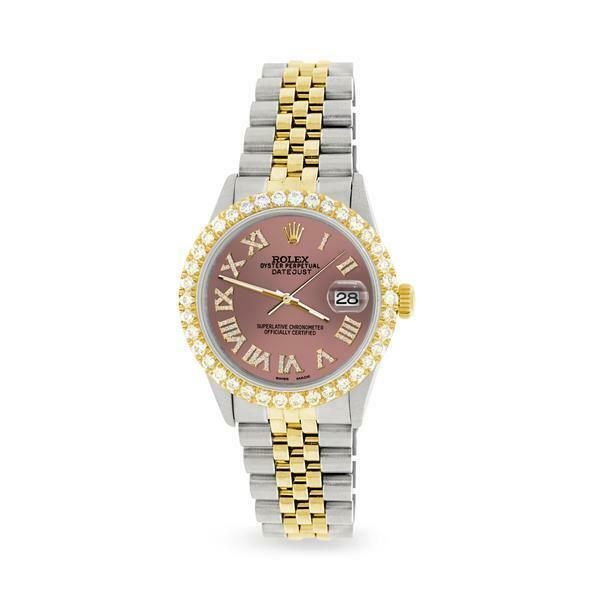 Rolex Datejust 36mm 2-Tone WATCH/3.10ct Diamond Bezel/Salmon Roman Dial