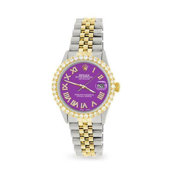 Rolex Datejust 36mm 2-Tone WATCH/3.10ct Diamond Bezel/Sangria Roman Dial