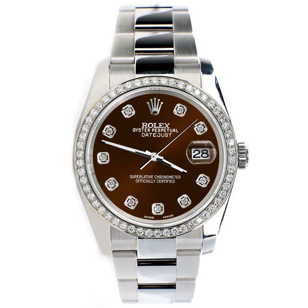 Rolex Datejust 36MM Oyster/Custom Diamond Bezel/Chocolate Diamond Dial 116200