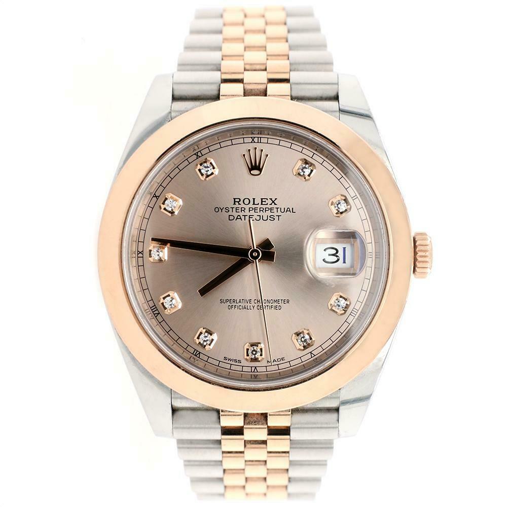 Rolex Datejust II 41mm Factory Sundust Diamond Dial/Rose Gold/Steel Watch 126301