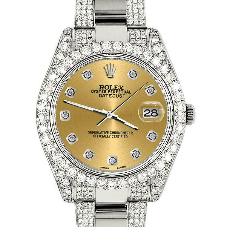 Rolex Datejust II 41mm Diamond Bezel/Lugs/Bracelet/Champagne Diamond Dial Watch
