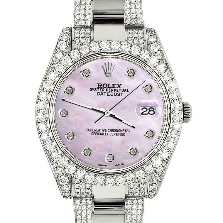 Rolex Datejust II 41mm Diamond Bezel/Lugs/Bracelet/Pink Pearl Diamond Dial Watch
