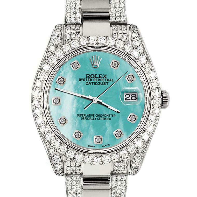 Rolex Datejust II 41mm Diamond Bezel/Case/Bracelet/Aquamarine Dial Box Papers