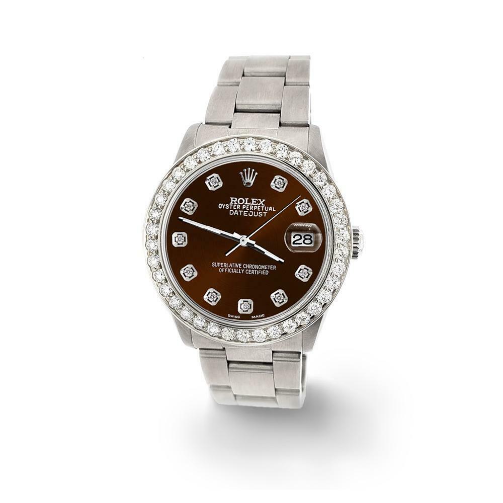 Rolex Datejust Midsize 31mm 1.52ct Bezel/Chocolate Dial Steel Oyster Watch