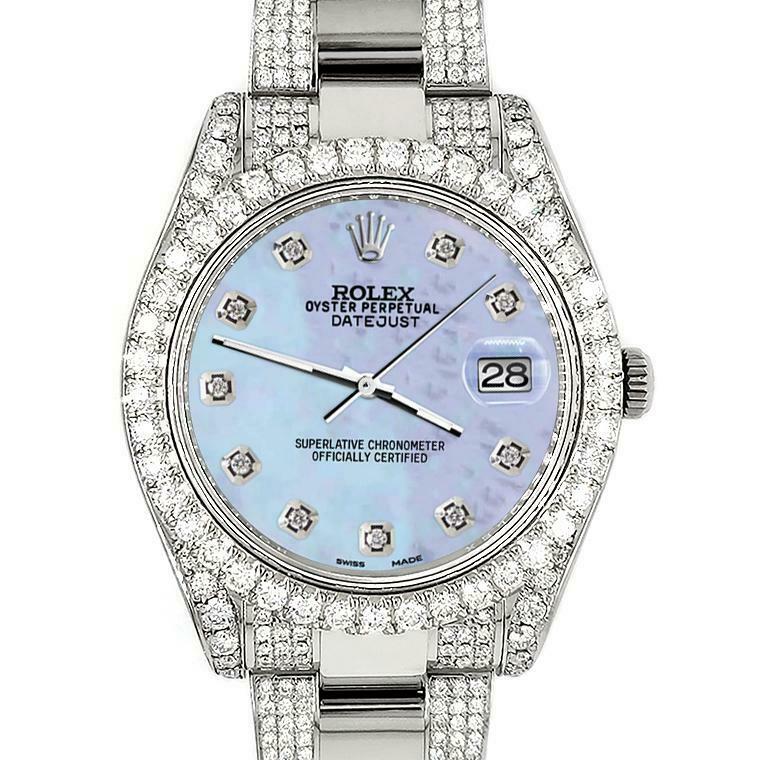 Rolex Datejust II 41mm 10.3CT Pave Diamond Bezel/Case/Bracelet/Purple MOP 116300