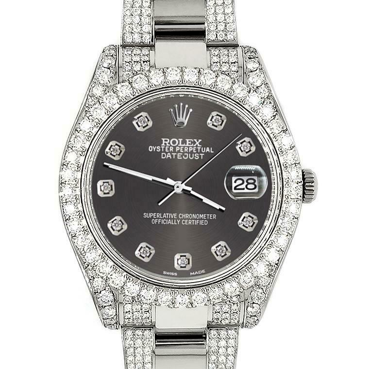 Rolex Datejust II 41mm 10.3CT Diamond Bezel/Case/Bracelet/Rhodium Grey