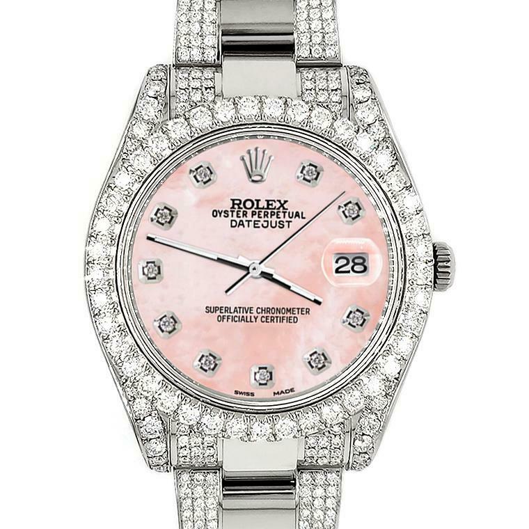Rolex DatejustII 41mm 10.3CT Diamond Bezel/Case/Bracelet/Royal Pink MOP