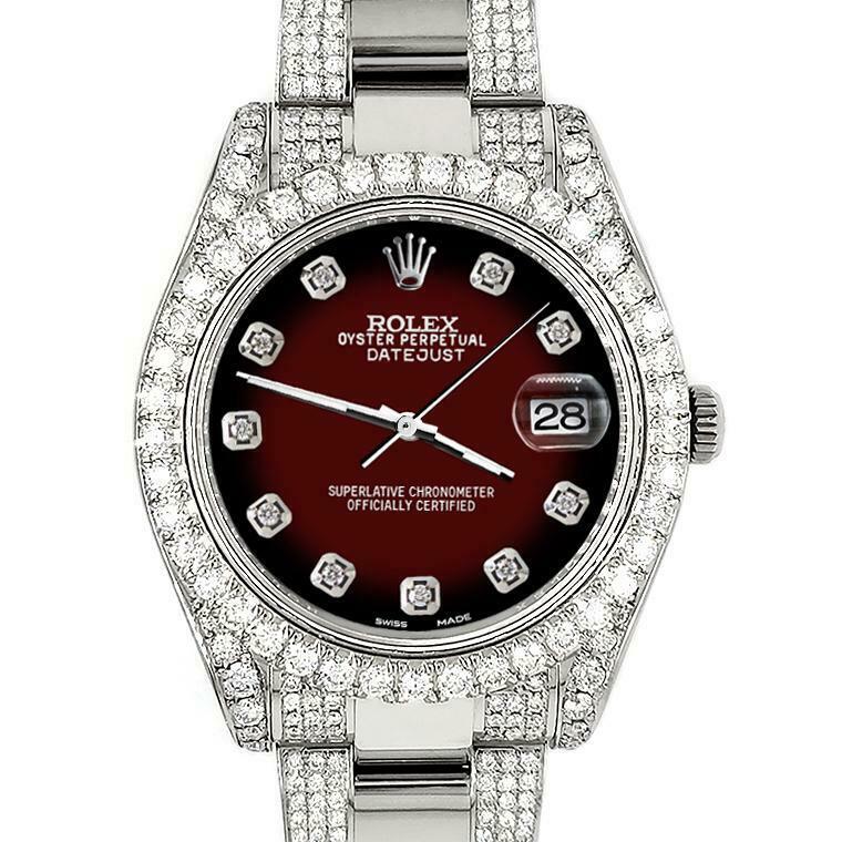 Rolex Datejust II 41mm 10.3CT Diamond Bezel/Case/Bracelet/Maroon