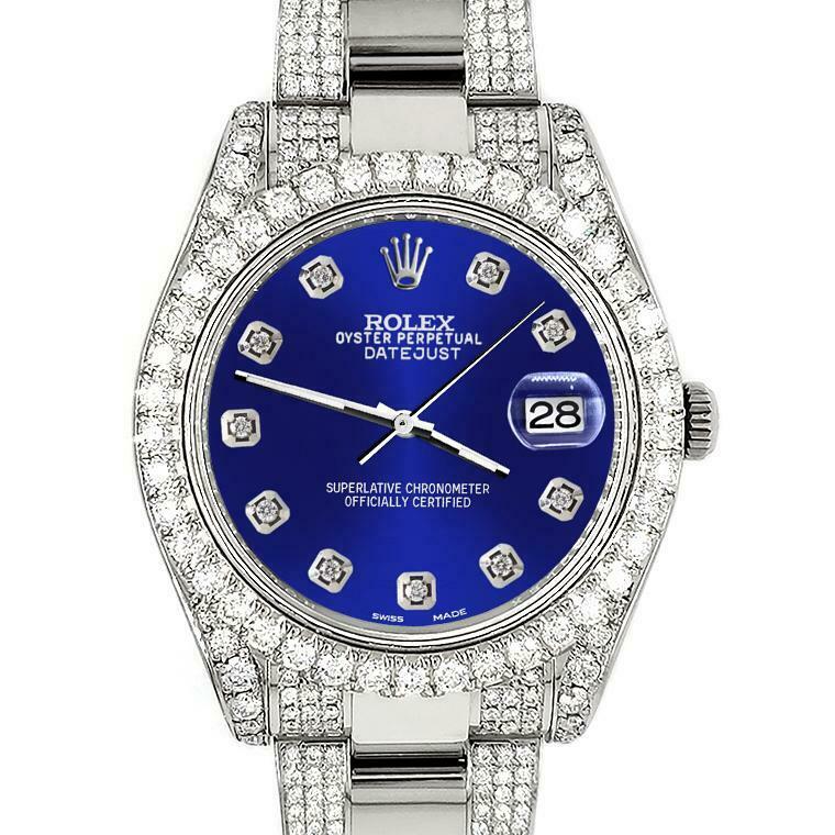 Rolex Datejust II 41mm 10.3CT Diamond Bezel/Case/Bracelet/Navy Blue