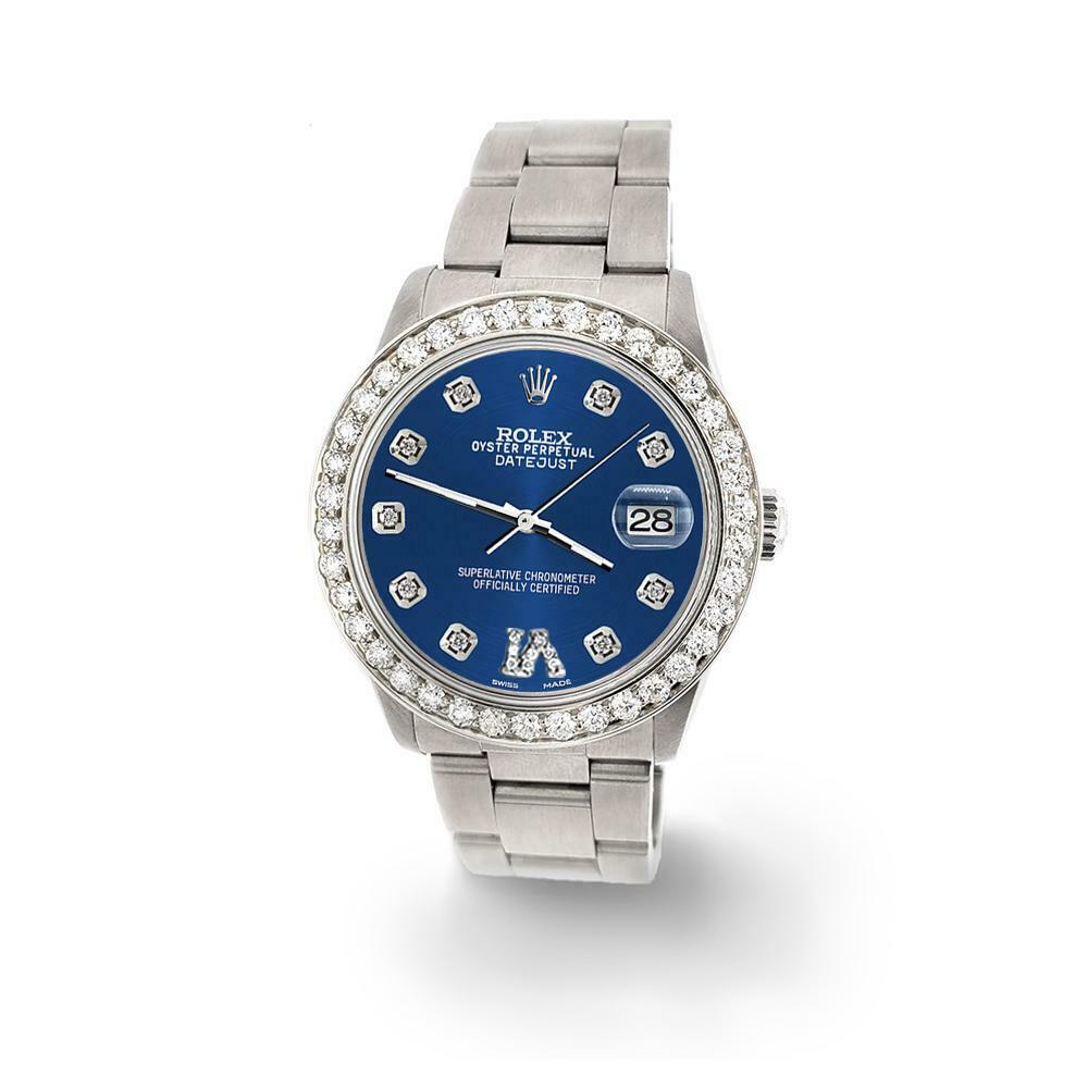 Rolex Datejust Midsize 31mm 1.52ct Bezel/Cobalt Blue Diamond Roman VI Dial Watch