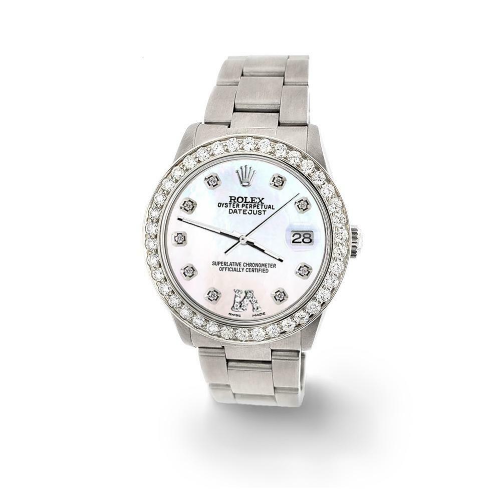 Rolex Datejust Midsize 31mm 1.52ct Bezel/White MOP Diamond Roman VI Dial Watch