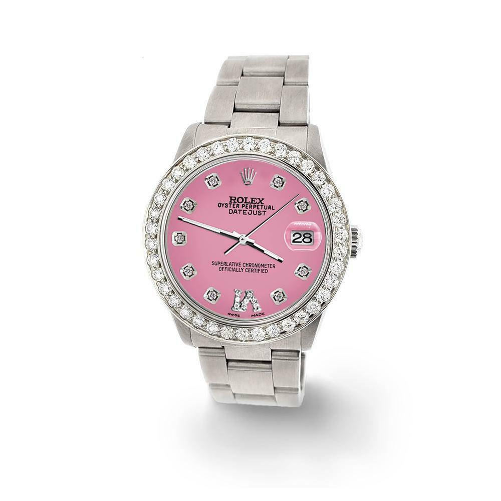 Rolex Datejust Midsize 31mm 1.52ct Bezel/Hot Pink Diamond Roman VI Dial Watch
