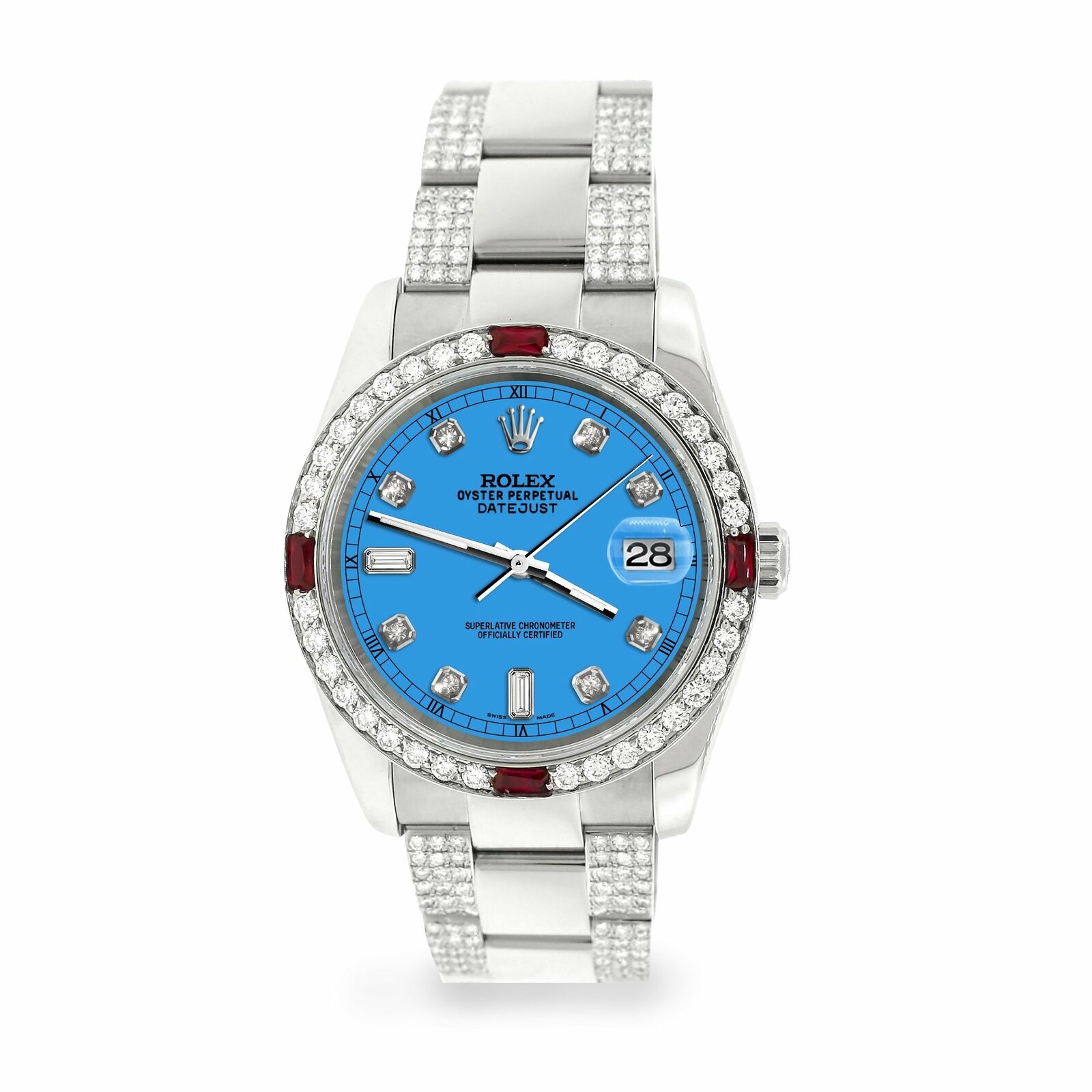 Rolex Datejust 36mm 4.5Ct Diamond Bezel/Bracelet/Blue Dial 116200 Steel Watch