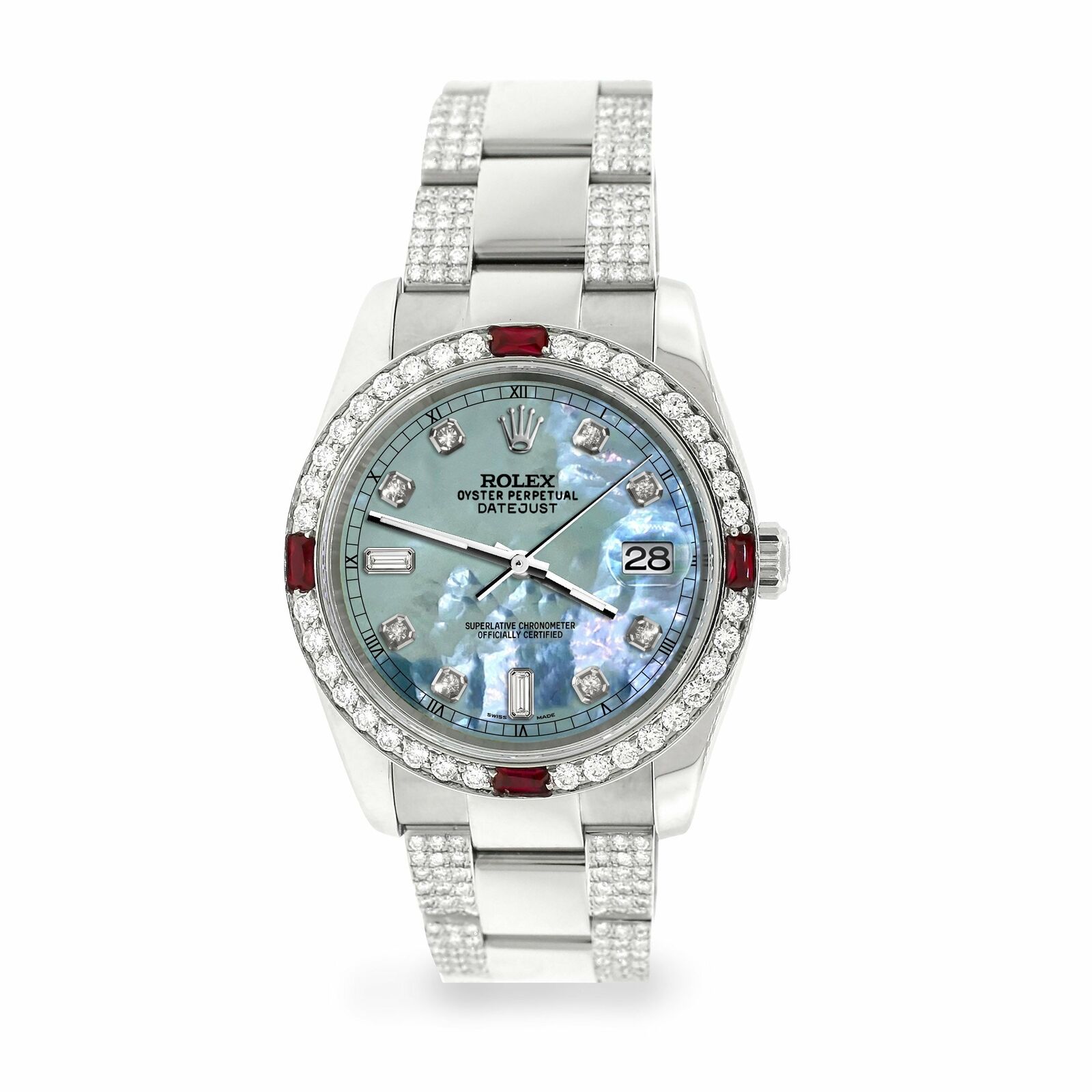 Rolex Datejust 36mm 4.5Ct Diamond Bezel/Bracelet/Tahitian Blue Dial 116200 Watch
