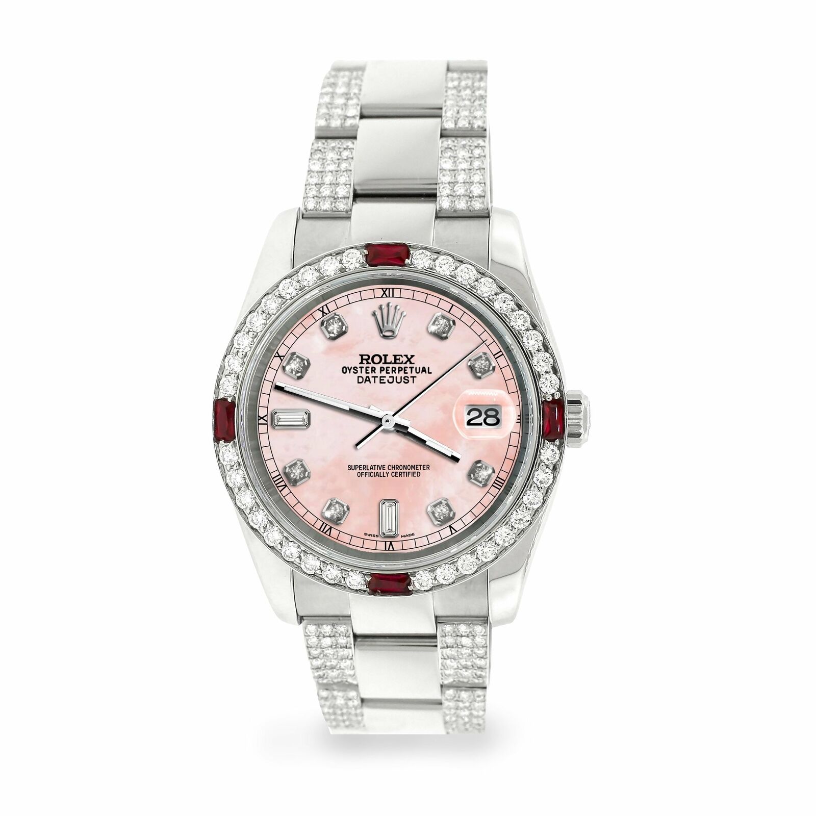 Rolex Datejust 36mm 4.5Ct Diamond Bezel/Bracelet/Royal Pink Dial 116200 Watch