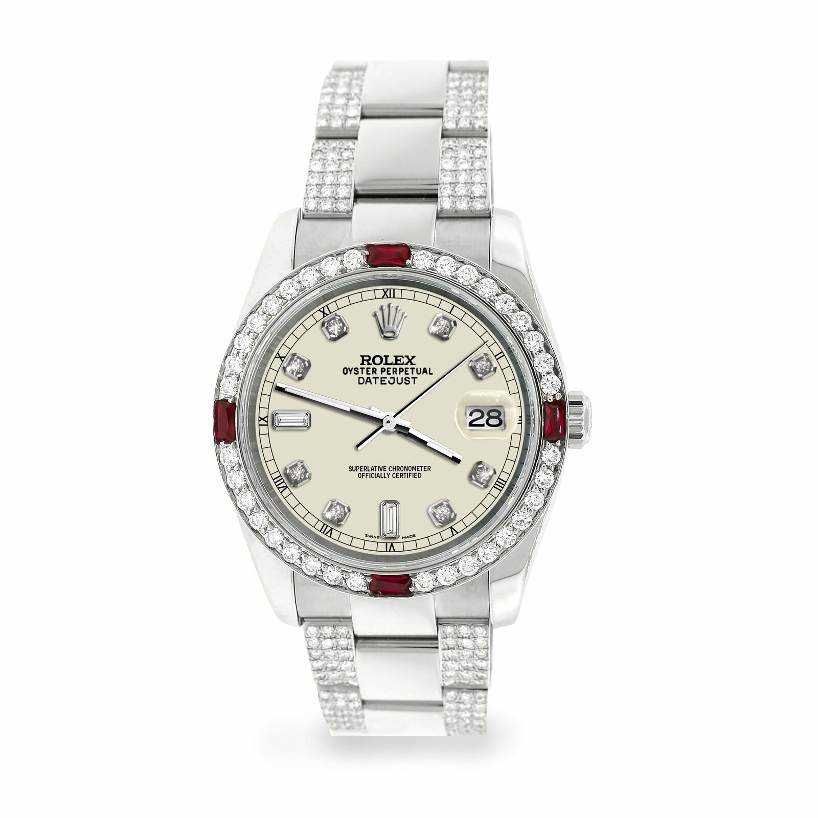 Rolex Datejust 36mm 4.5Ct Diamond Bezel/Bracelet/Linen White Dial 116200 Watch