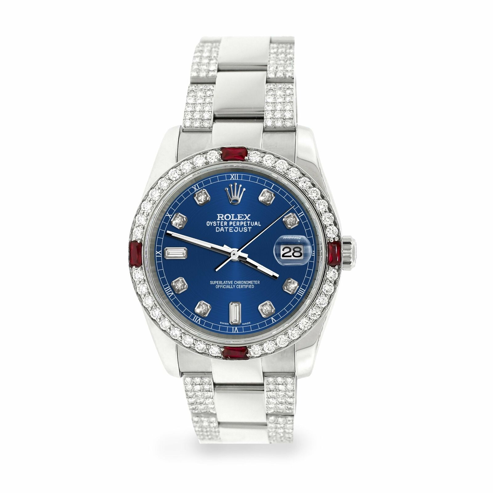 Rolex Datejust 36mm 4.5Ct Diamond Bezel/Bracelet/Cobalt Blue Dial 116200 Watch