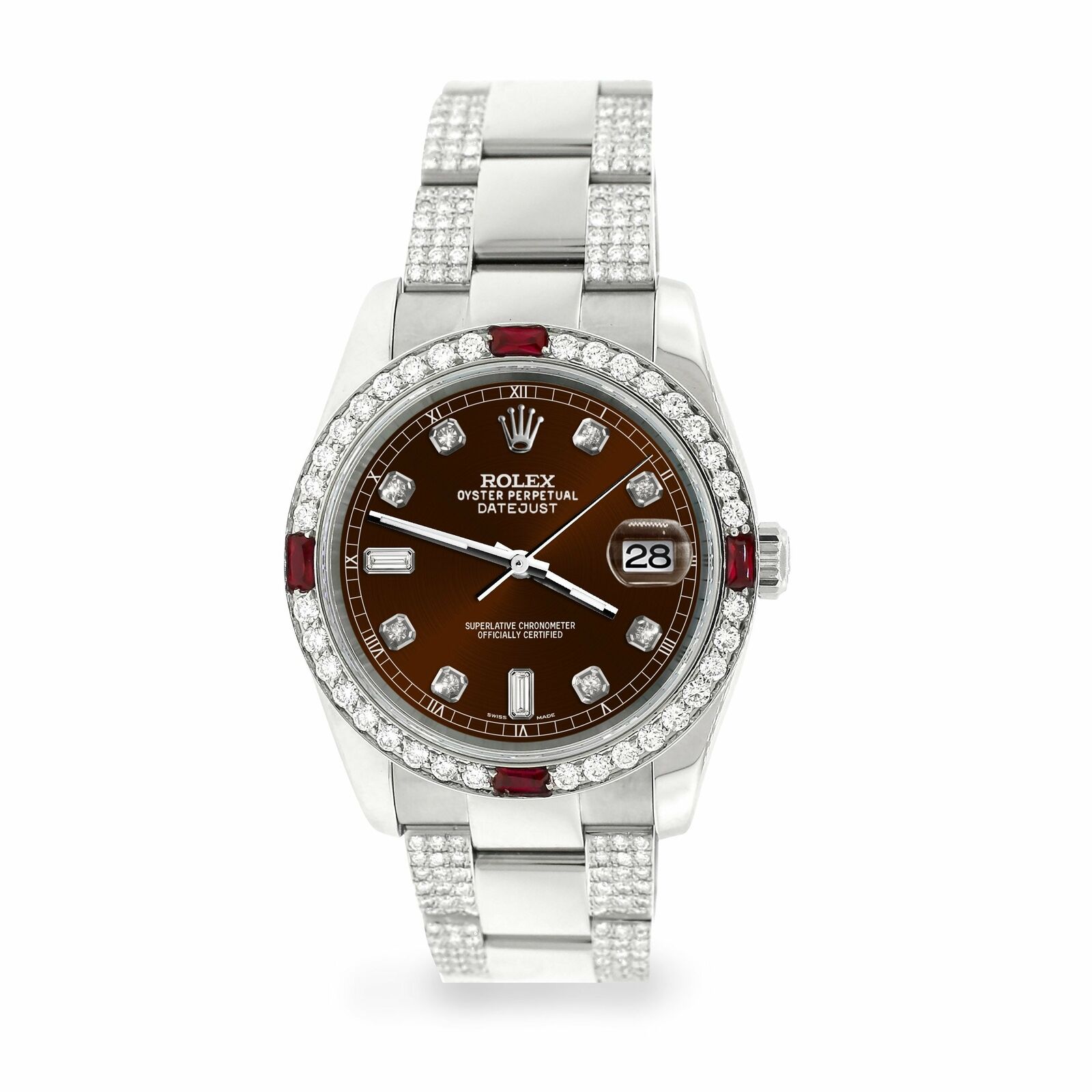 Rolex Datejust 36mm 4.5Ct Diamond Bezel/Bracelet/Chocolate Dial 116200 Watch