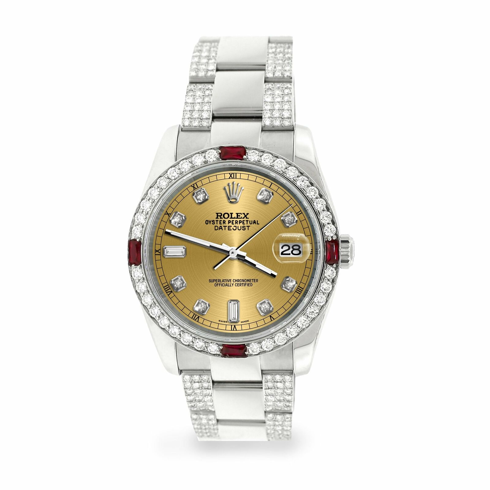 Rolex Datejust 36mm 4.5Ct Diamond Bezel/Bracelet/Champagne Dial 116200 Watch