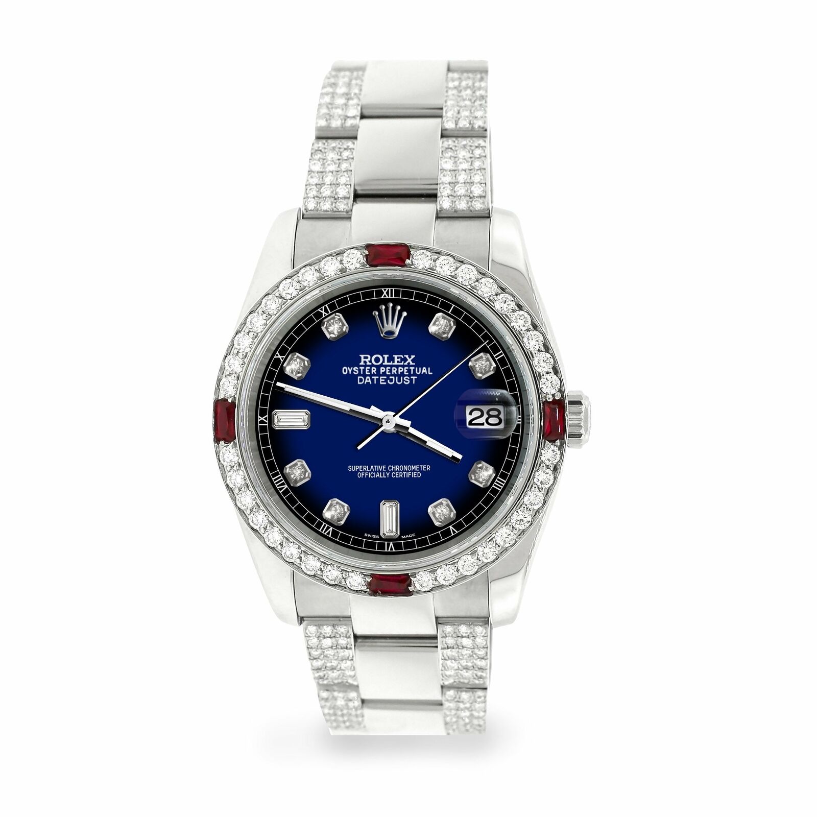 Rolex Datejust 36mm 4.5Ct Diamond Bezel/Bracelet/Blue Vignette Dial 116200 Watch