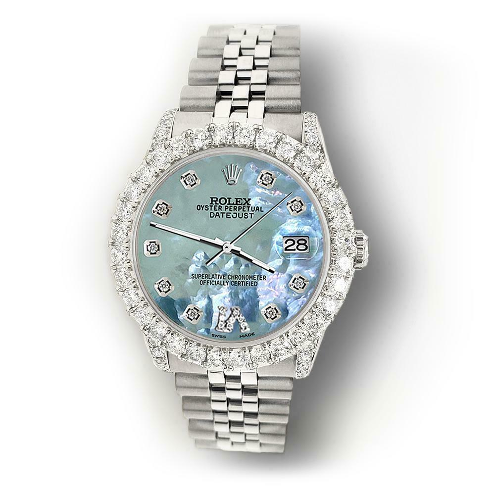 Rolex Datejust 31mm 2.95ct Diamond Bezel/Lugs/Tahitian MOP Roman VI Dial Watch