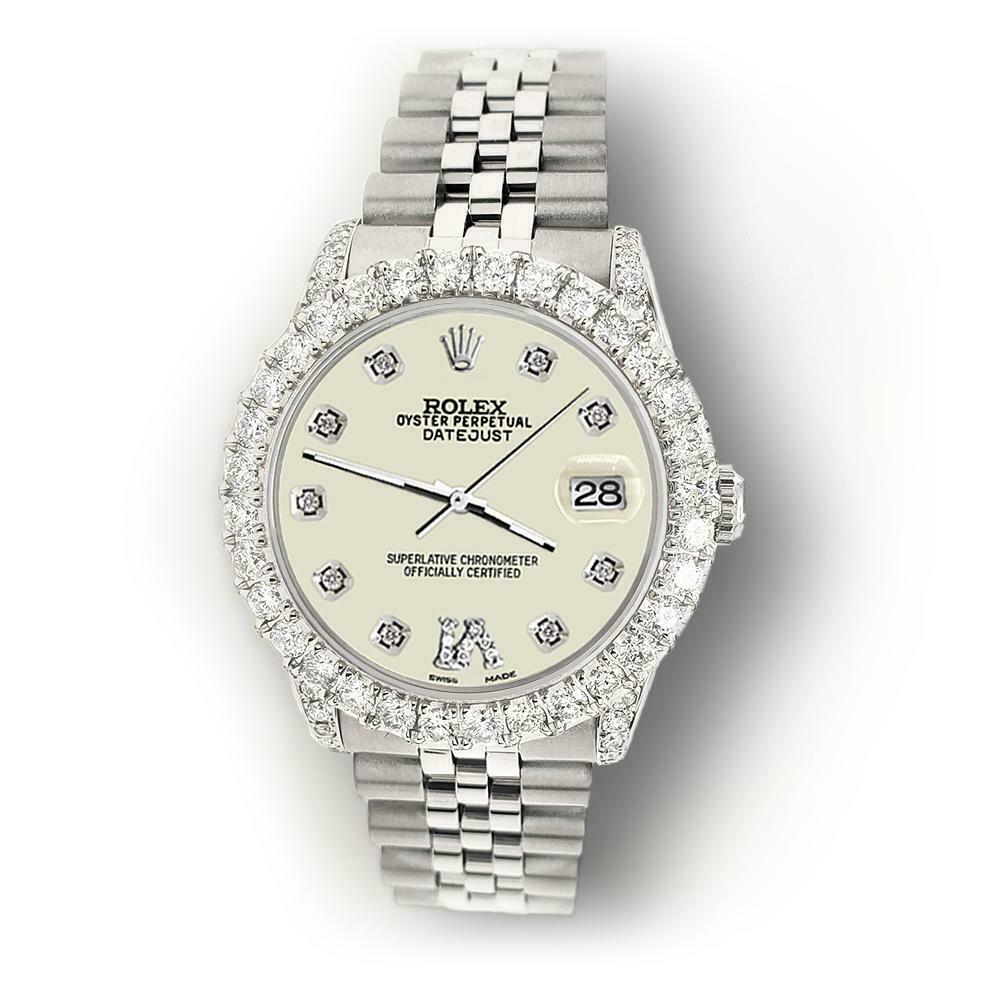 Rolex Datejust 31mm 2.95ct Diamond Bezel/Lugs/Linen White Roman VI Dial Watch