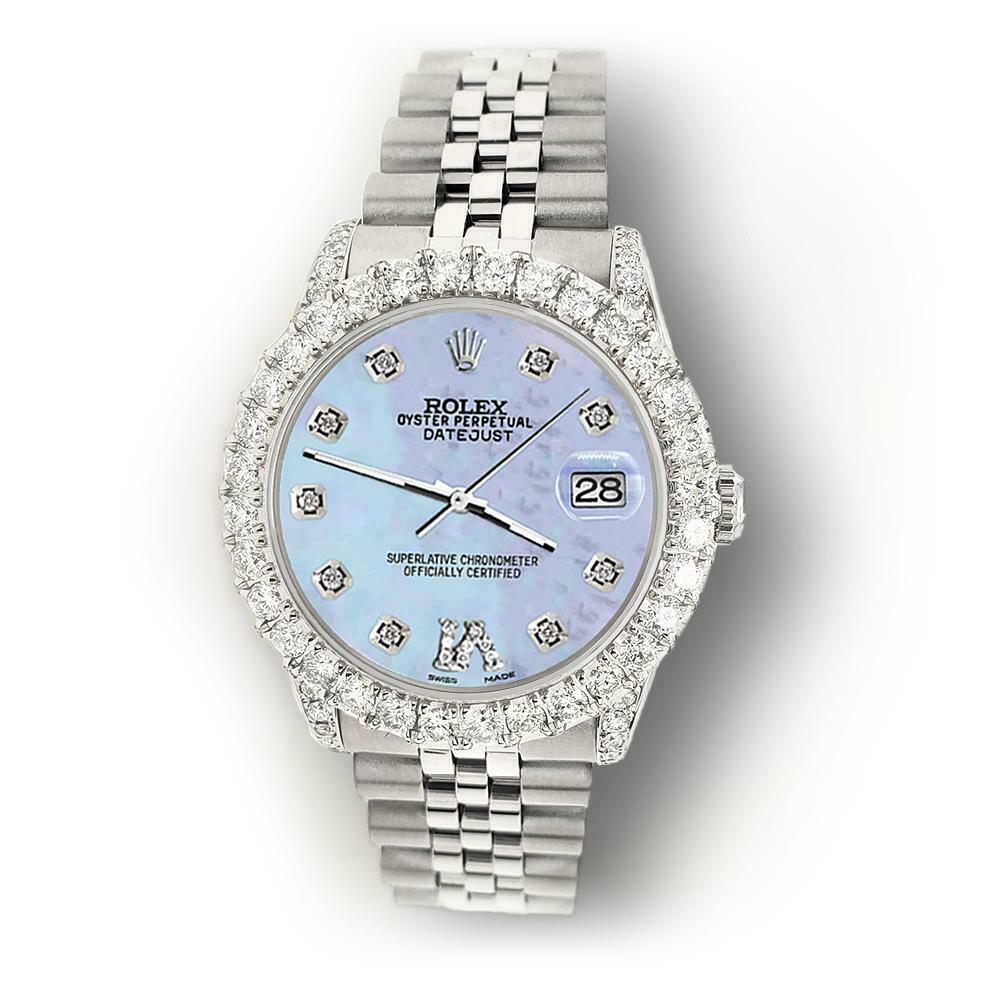 Rolex Datejust 31mm 2.95ct Diamond Bezel/Lugs/Purple MOP Roman VI Dial Watch