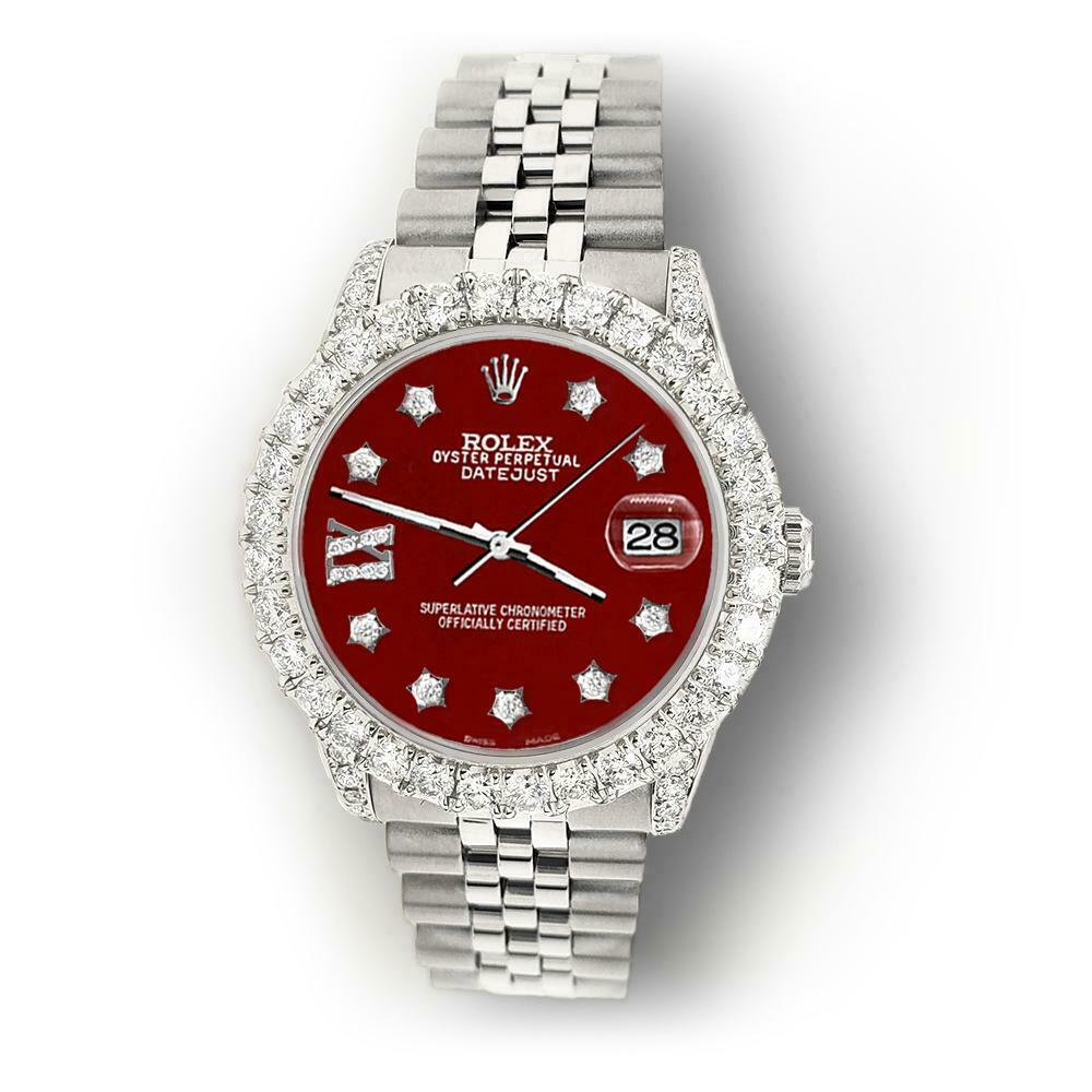 Rolex Datejust 31mm 2.95ct Bezel/Lugs/Imperial Red Roman IX Star Dial Watch