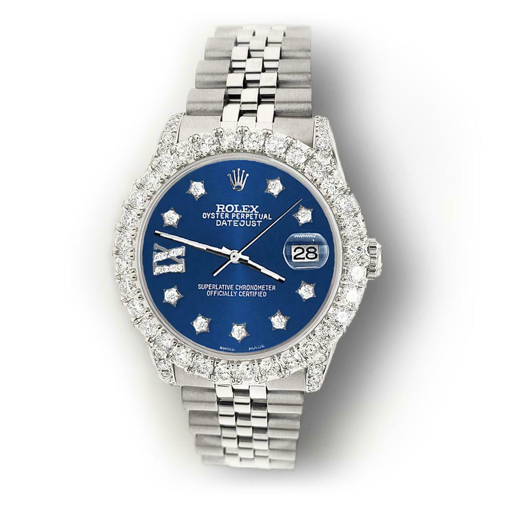 Rolex Datejust 31mm 2.95ct Bezel/Lugs/Cobalt Blue Roman IX Star Dial Watch
