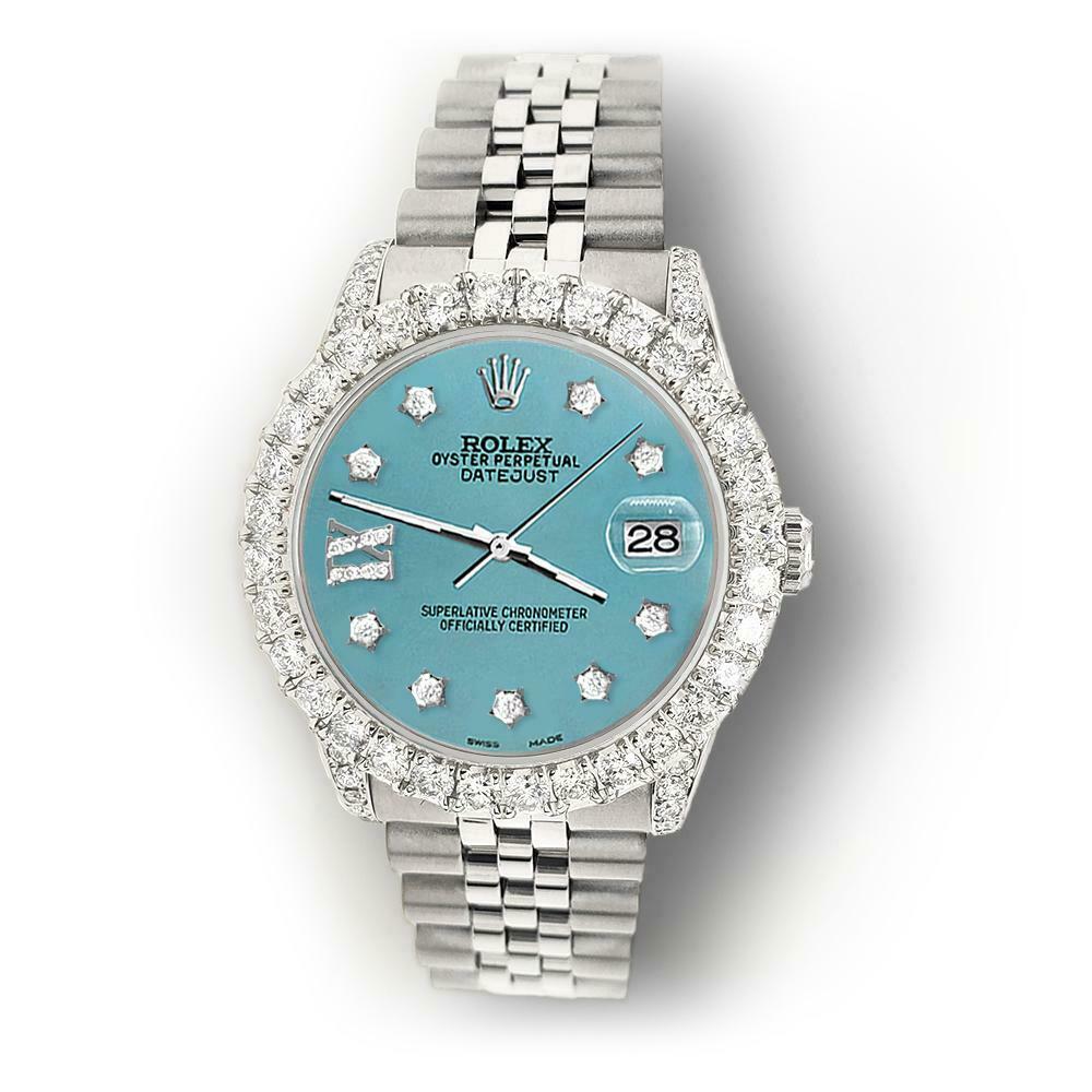Rolex Datejust 31mm 2.95ct Bezel/Lugs/Turquoise Roman IX Star Dial Midsize Watch
