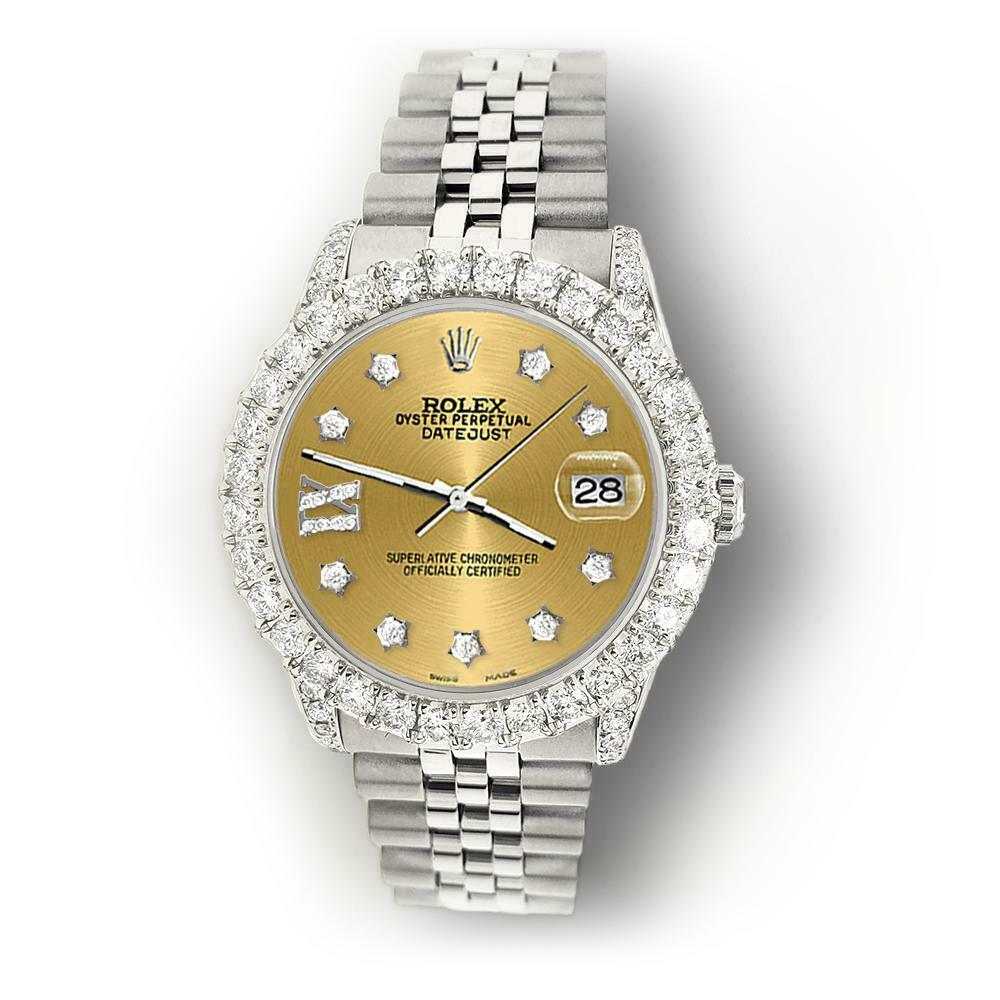Rolex Datejust 31mm 2.95ct Diamond Bezel/Lugs/Champagne Roman IX Star Dial Watch
