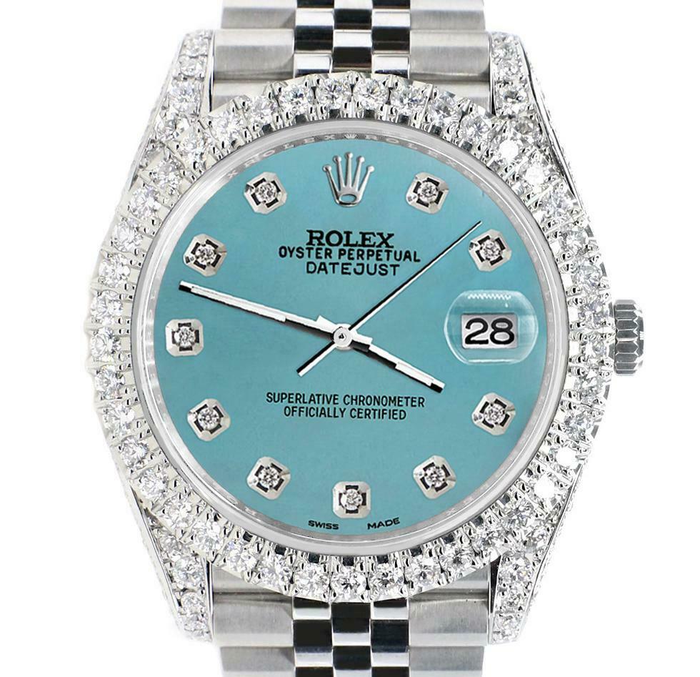 Rolex Datejust 41mm 5.9CT Bezel/Lugs/Sides/Turquoise Dial 126300