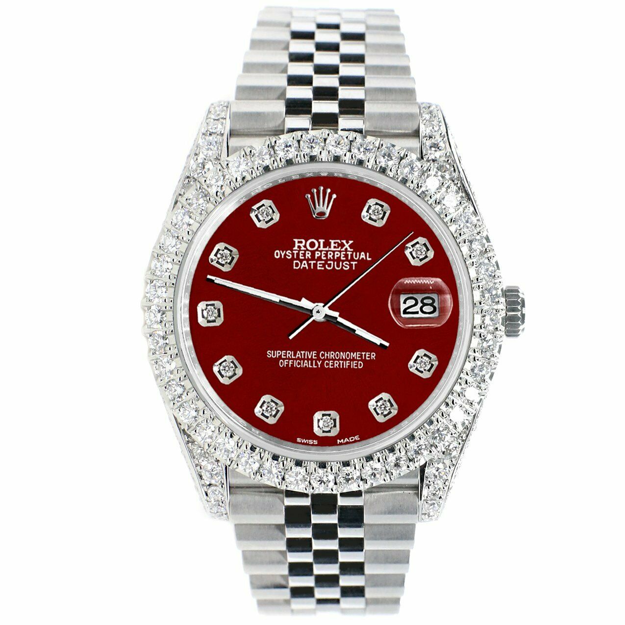 Rolex Datejust 41mm 5.9CT Bezel/Lugs/Sides/Imperial Red Dial 126300