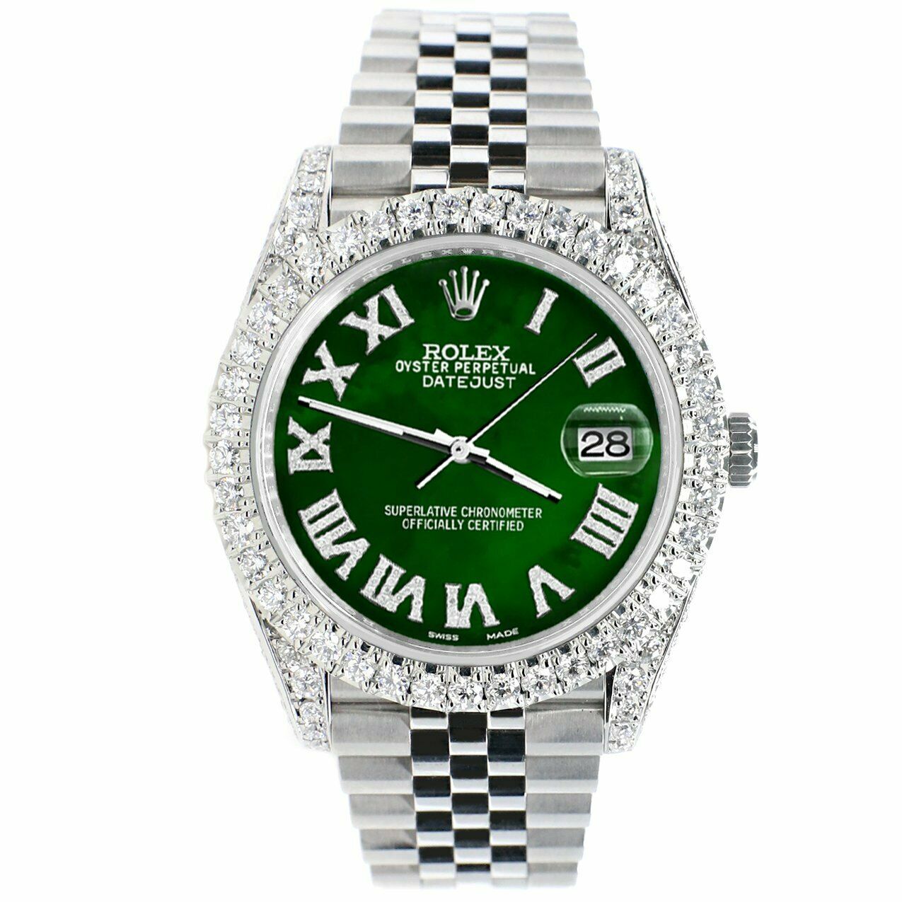 Rolex Datejust 41mm 5.9CT Bezel/Lugs/Sides/Green MOP Dial 126300
