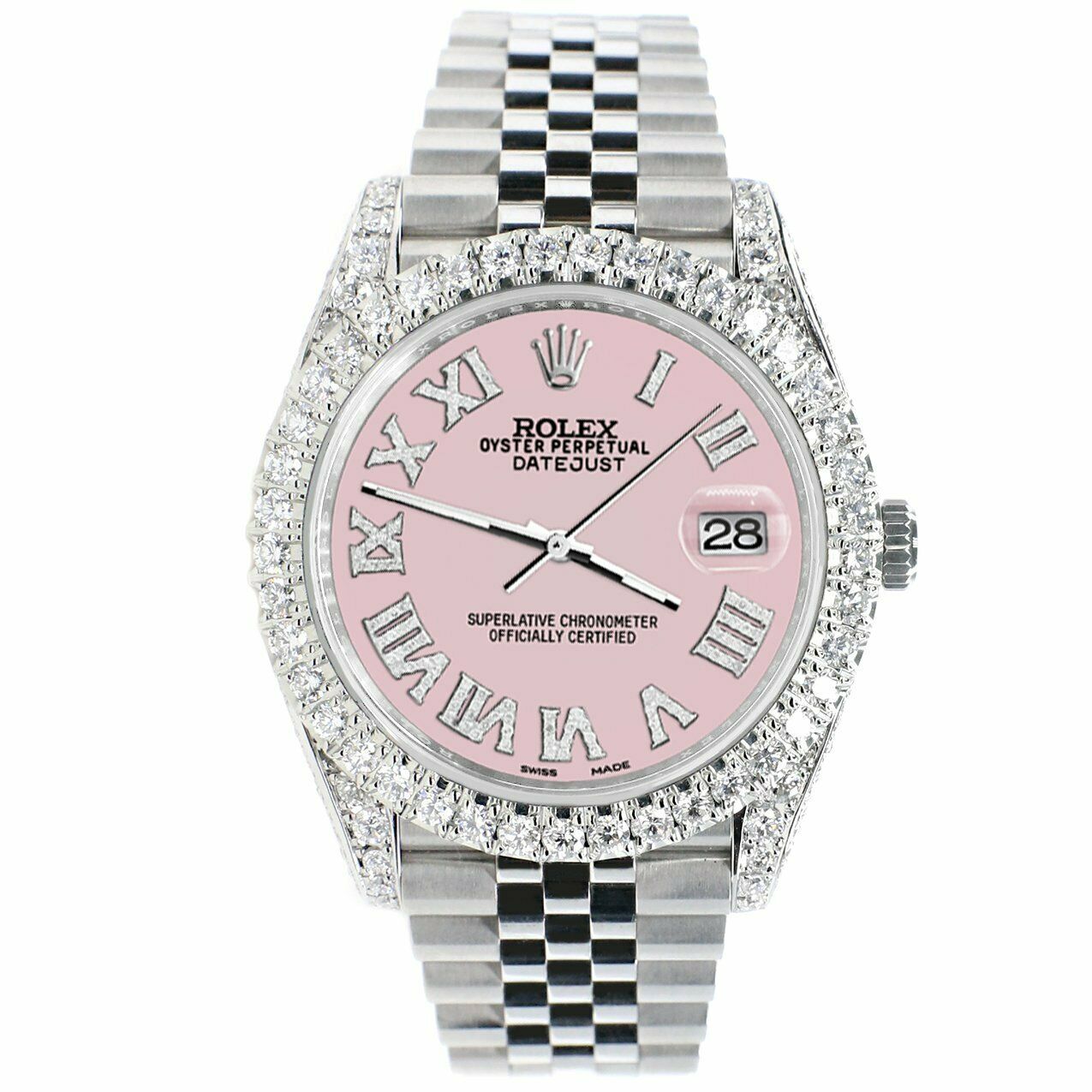 Rolex Datejust 41mm 5.9CT Bezel/Lugs/Sides/Orchid Pink Roman 126300