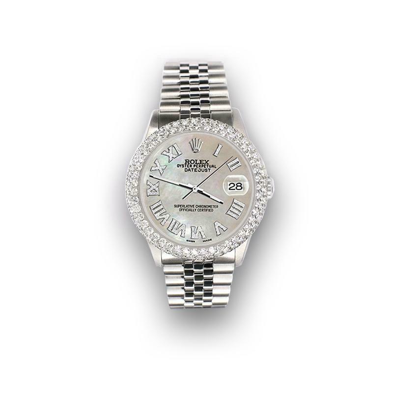 Rolex Datejust 36mm 4.6ct Dome Diamond Bezel/Champagne MOP Roman Dial Watch