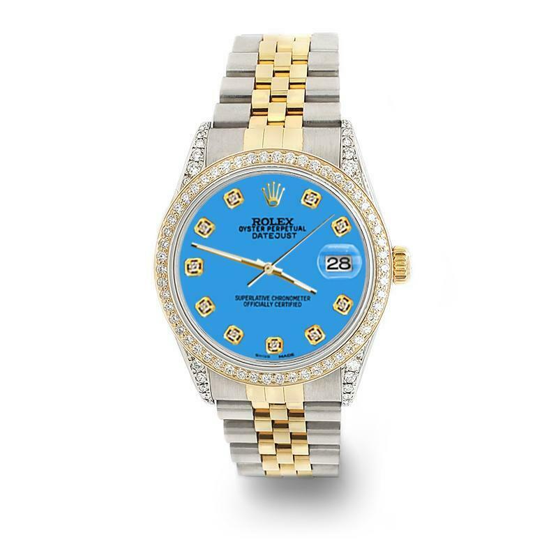 Rolex Datejust 2-Tone 36mm 1.4ct Diamond Bezel/Lugs/Blue Dial Jubilee Watch