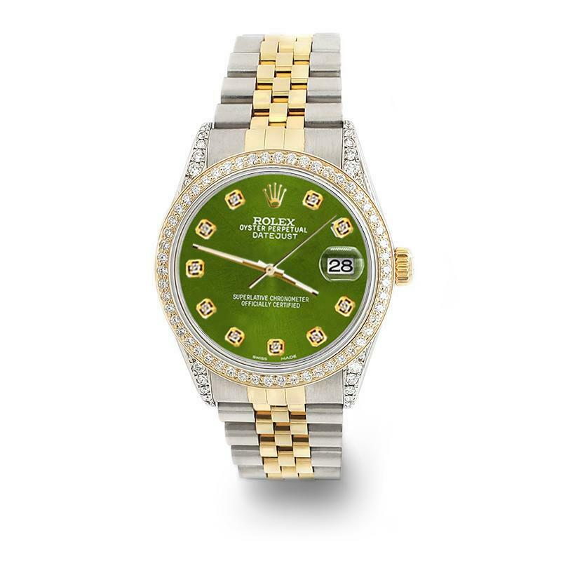 Rolex Datejust 2-Tone 36mm 1.4ct Diamond Bezel/Lugs/Royal Green Dial Watch